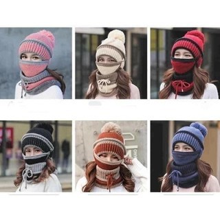 Sét mũ len nữ kèm khăn
