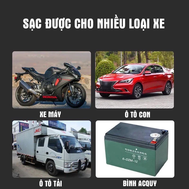 Sạc bình acquy 12V, 24V TCHAICHUAN tự ngắt khi đầy chức năng bảo dưỡng phục hồi ắc quy bằng khử sunfat