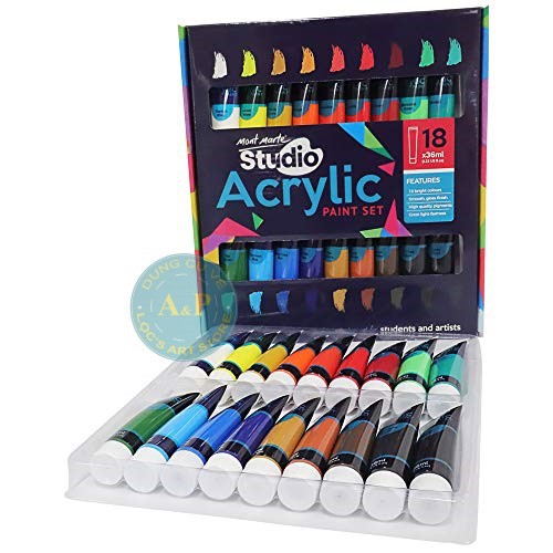 [Lộc'art Store]Bộ 18 Màu Studio Acrylic Mont Marte x 36ml