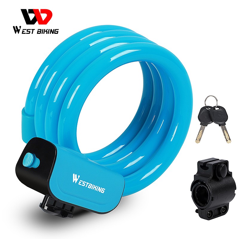 WEST BIKING Ổ khóa xe đạp WEST BIKING kèm 2 chìa khóa chống trộm 1.2m