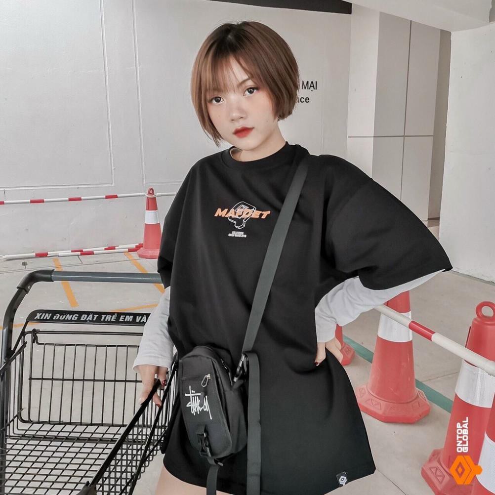 [Tặng Quà] Áo Thun Tay Lỡ Unisex - Áo Thun Nam Nữ Form Rộng MAFDET 2 Màu Siêu Hot - LP.STORE , ྇