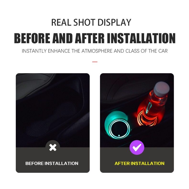 Đế Lót Ly Có Đèn LED 7 Màu Chống Trượt Cho Xe Hơi