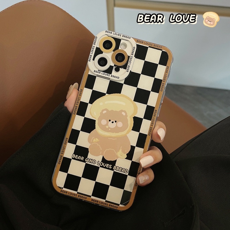 (SIÊU RẺ) Ốp iphone caro gấu bread 6/6plus/6s/6splus/7/7plus/8/8plus/x/xr/xs/11/12/13/pro/max/plus/promax