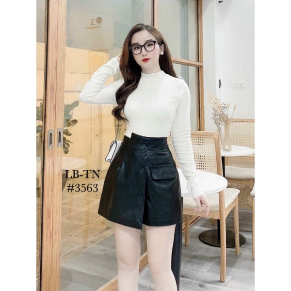 Quần giả váy da khuy chéo hàng QCL1