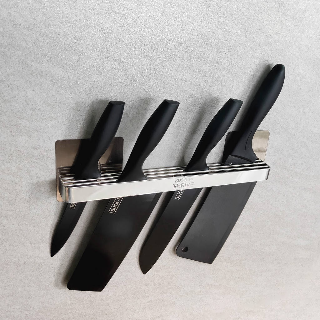 Kệ để dao dán tường giá cài dao 3 ngăn kệ treo dao nhà bếp bằng inox chăc chắn
