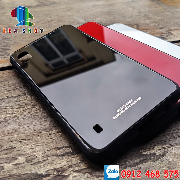 Ốp lưng Samsung Galaxy A10 viền dẻo chống sốc - Mặt lưng bằng kính cường lực