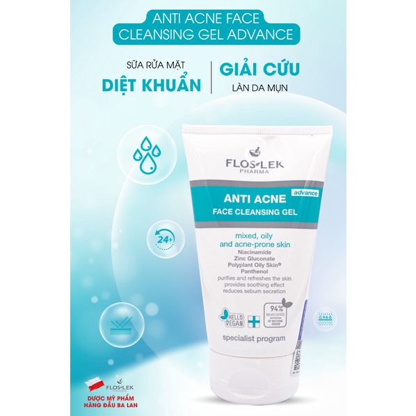 SỮA RỬA MẶT FLOSLEK DÀNH CHO DA DẦU MỤN - 125ml