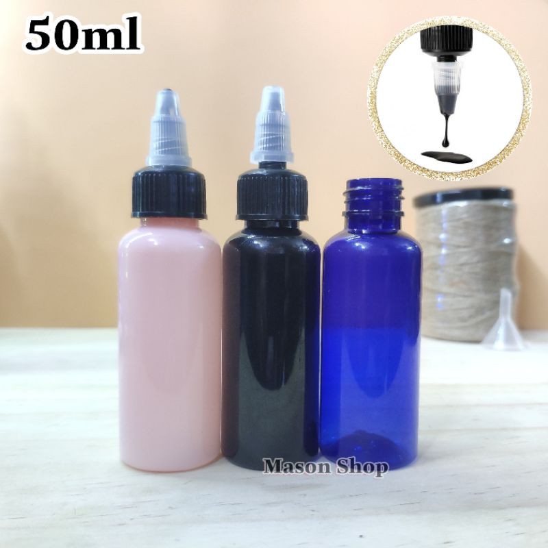 LỌ CHIẾT MỸ PHẨM DẠNG VÒI NHẤN GIỌT có Khóa cài/Nắp Nhọn Xoay 50ml/100ml VỎ BÌNH CHAI NHỰA PET Hồng/Đen/Xanh