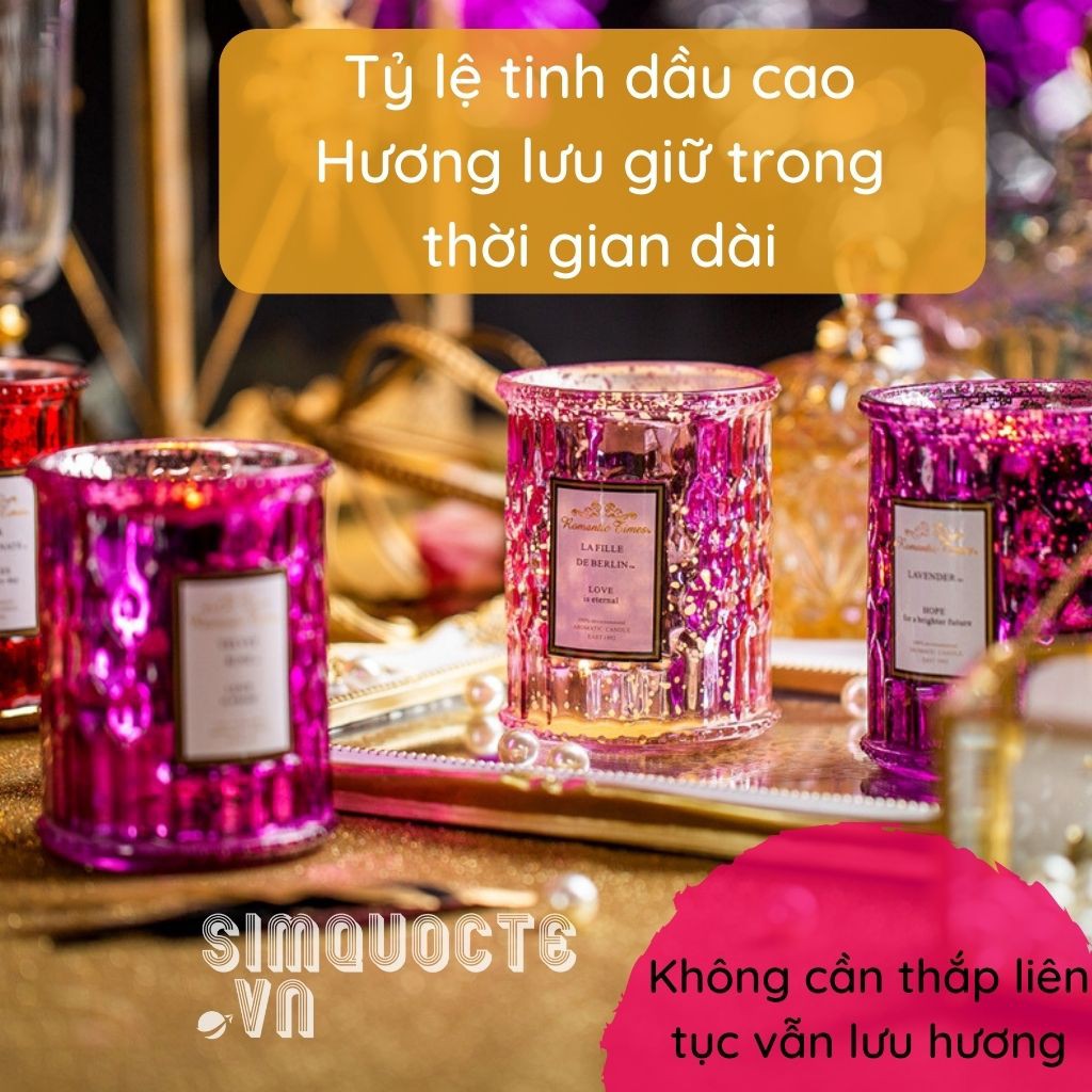 [Đốt 50h] Nến thơm tinh dầu thiên nhiên 3 tầng hương Romantic Times