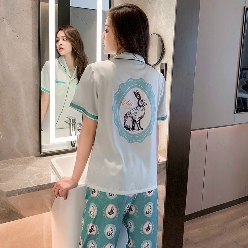 Set đồ ngủ piama chất liệu satin cao cấp nhập QC P001