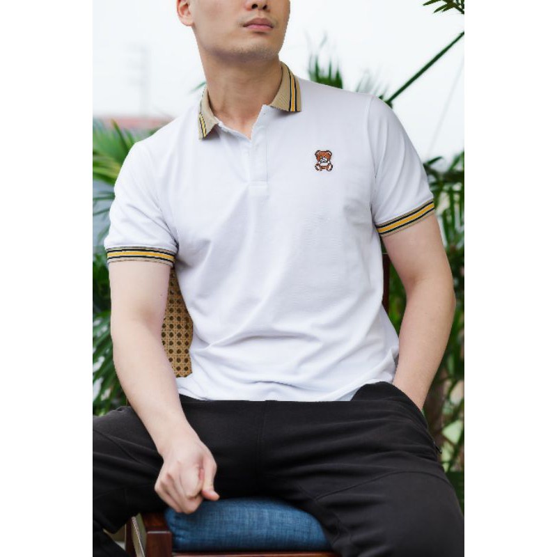 Áo Polo nam phối bo viền cổ và tay áo chất liệu cá sấu cotton thoáng mát, thấm hút tốt, áo phông nam hè 2021
