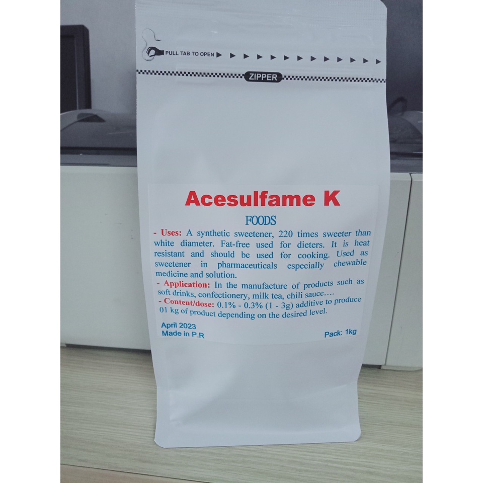 Acesulfame K: Chất tạo ngọt, làm ngọt, đường không làm tăng calo, đường dùng cho người ăn kiêng (túi 1kg)
