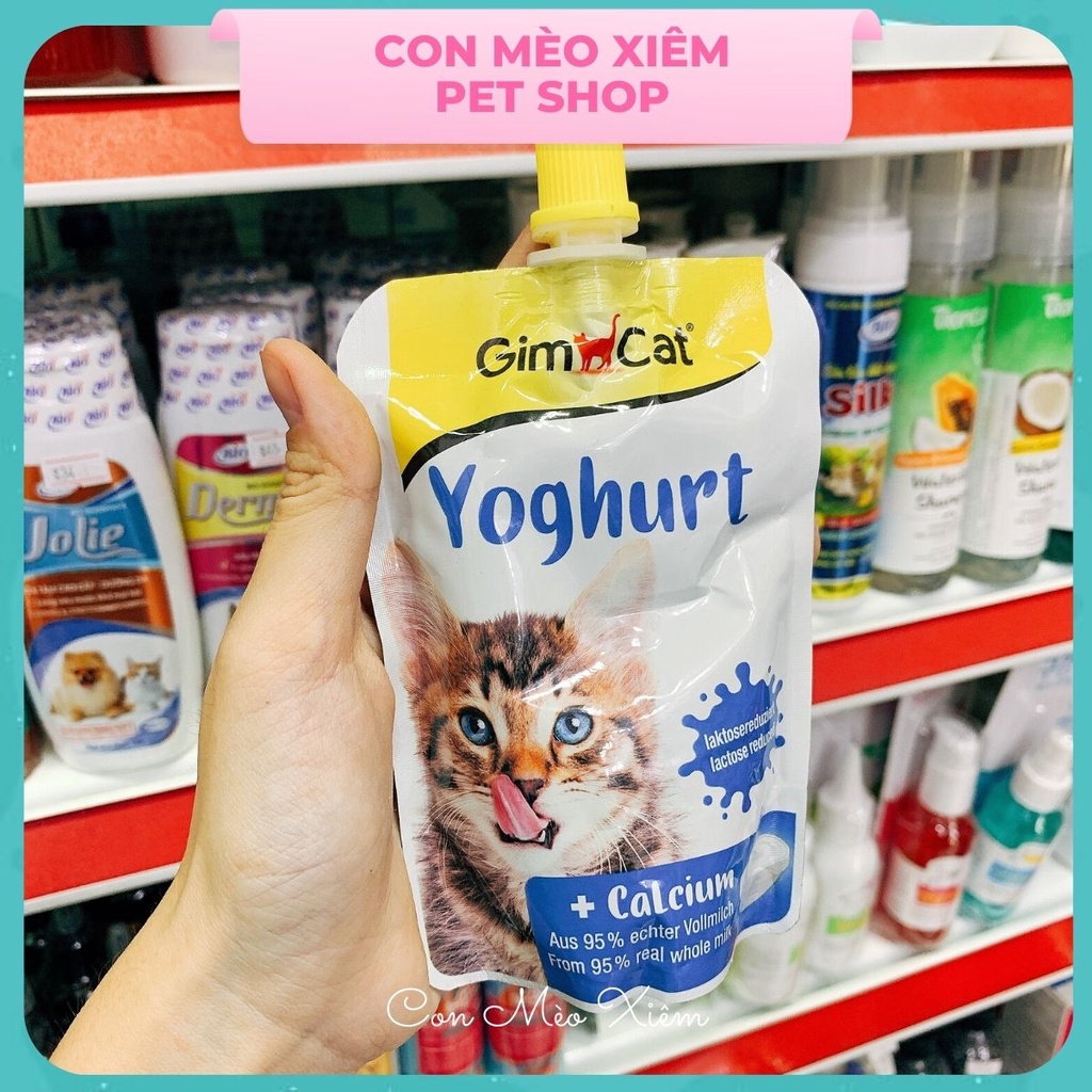 Sữa chua cho mèo Gimcat yoghurt 150g, bổ sung canxi tiêu hóa cho thú cưng Con Mèo Xiêm