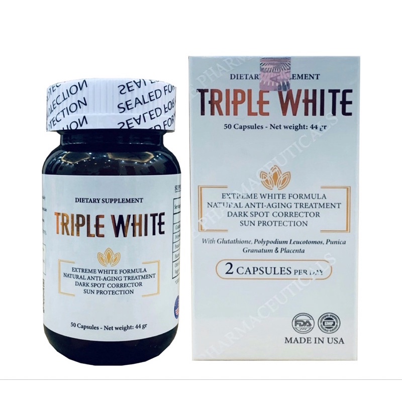 Viên uống TRIPPLE  WHITE trắng da, chống nắng, giảm thâm nám, chống lão hoá 50 viên