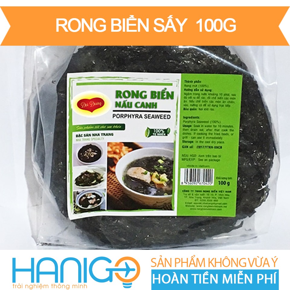 Rong Biển Khô Nguyên Chất- Rong biển sấy nấu canh- Rong biển khô Đà Nẵng Hanigo Food Ngon