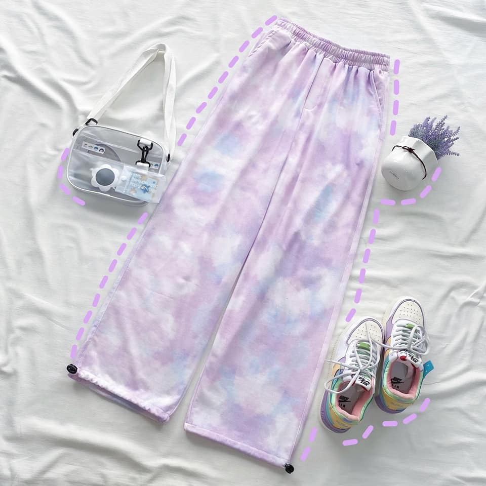 Tổng hợp quần dài Tie Dye loang màu hologram hot unisex