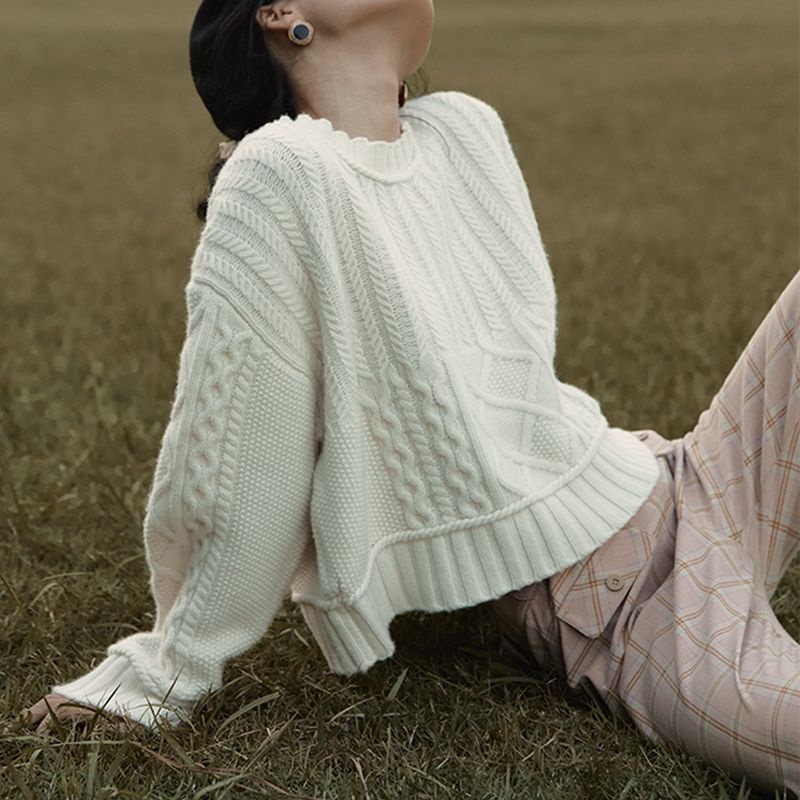 Áo Sweater Dệt Kim Cổ Tròn Dáng Rộng Thời Trang Mùa Đông 2022 Mới