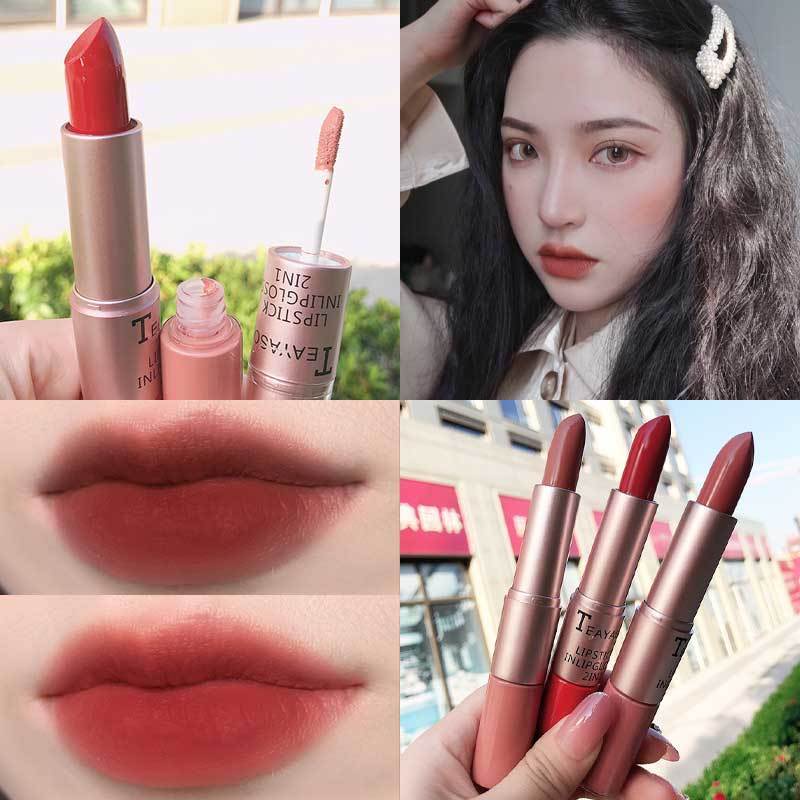 Thỏi son kem hai đầu có son dưỡng không làm khô môi 12 màu tùy chọn