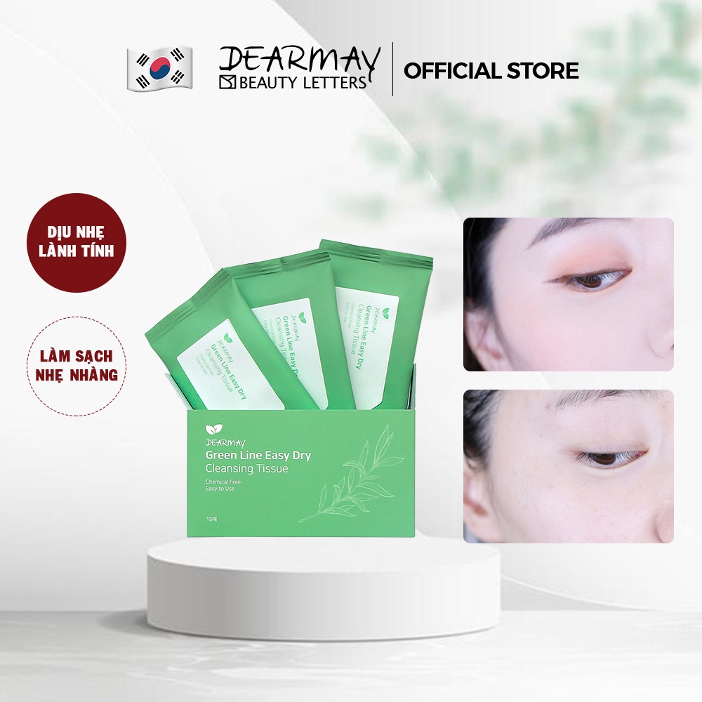 Khăn Giấy Khô Tẩy Trang Dearmay Green Line Easy Dry Cleansing Tissue