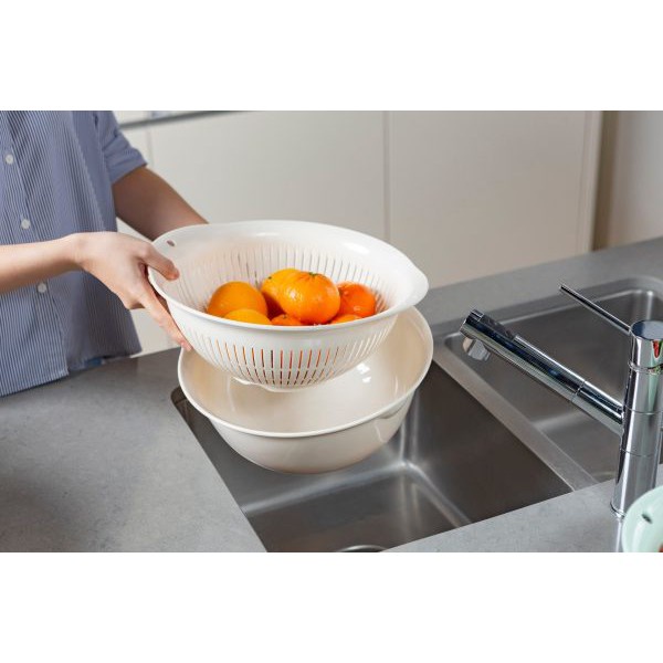 Thau Rổ Nhựa INOCHI Cao Cấp Rổ Kèm Chậu Rửa Hoa Củ Quả Tiện Lợi