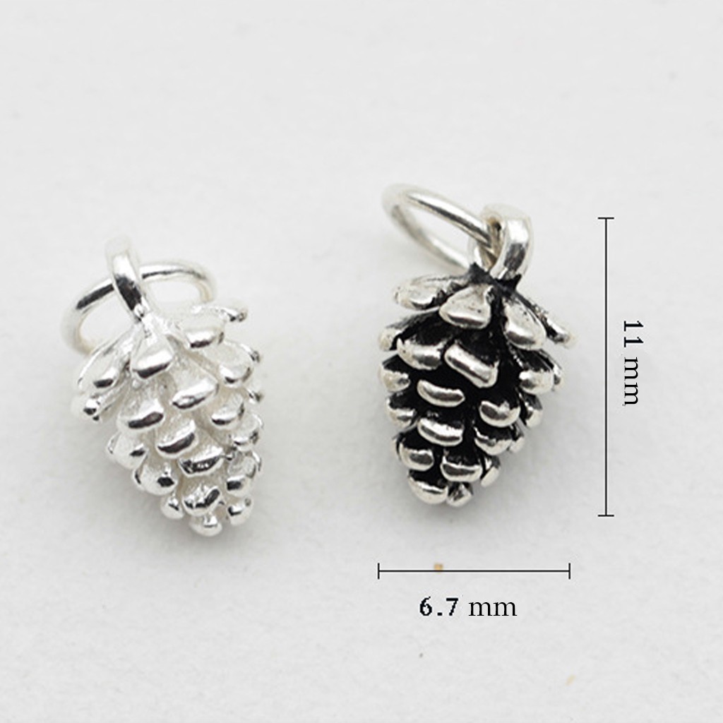 Phụ kiện Charm bạc Mặt cây thông nhỏ treo