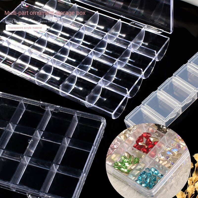 Phụ kiện nghệ thuật làm móng Hộp lưu trữ trong suốt / Đồ trang sức PS Đính cườm Linh kiện điện tử Đồ vật nhỏ có nắp hộp lưu trữ tổ chức