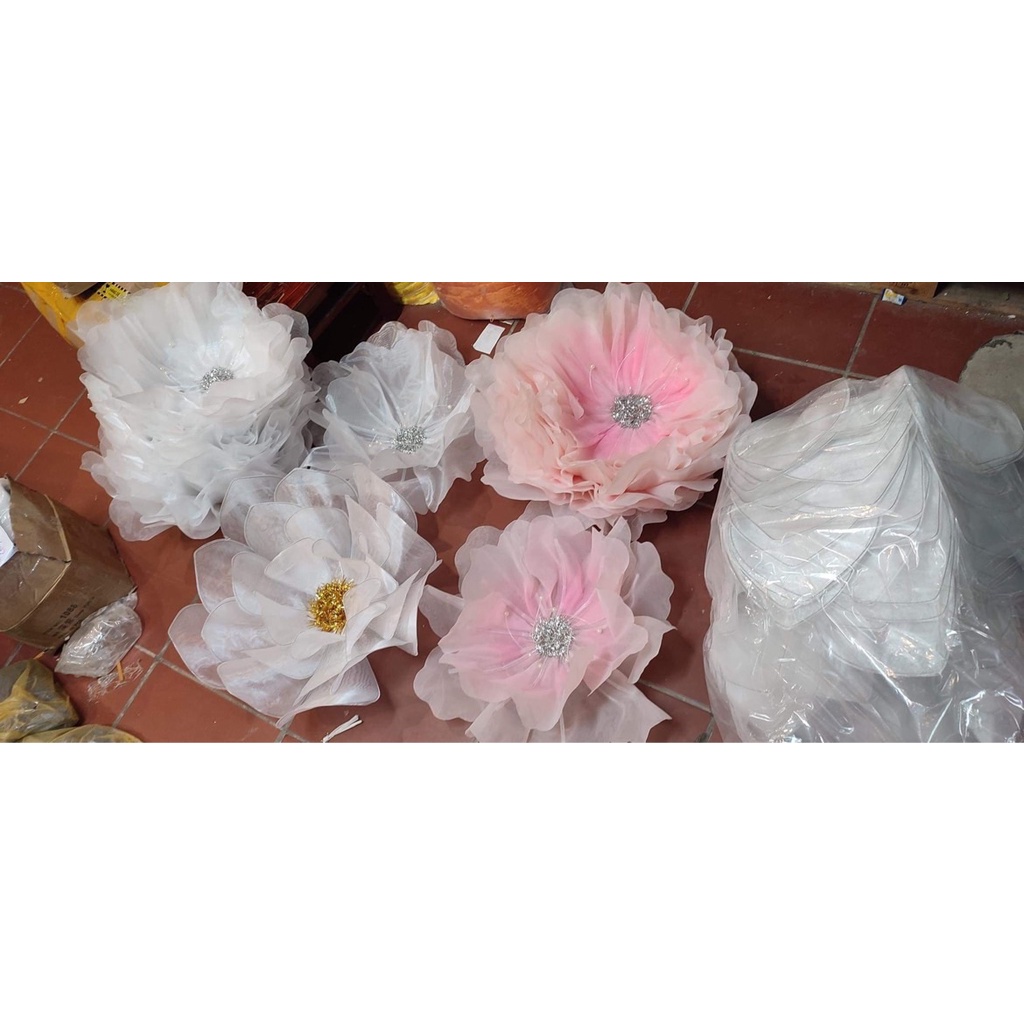 Đầu bông hoa khổng lồ màu Cam Đào bản phối màu tỉ mỉ, trang trí các nơi, sự kiện, cổng cưới, cửa hàng, backdrop, múa....