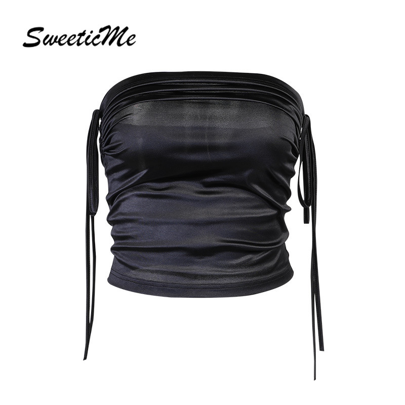 Áo Ống Màu Trơn Xếp Ly Dáng Ôm Quyến Rũ Cho Nữ