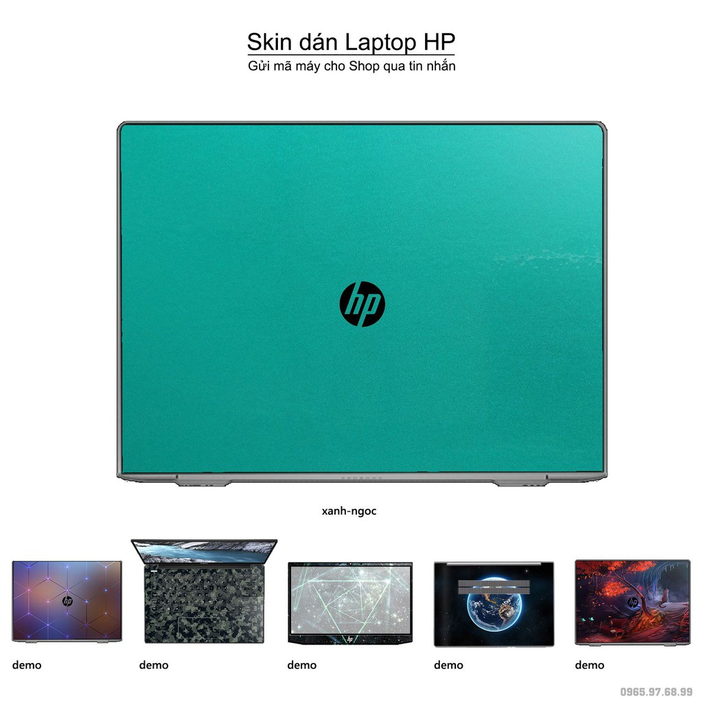 Skin dán Laptop HP màu xanh ngọc (inbox mã máy cho Shop)