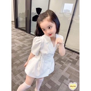 áo dáng váy siết eo bé gái