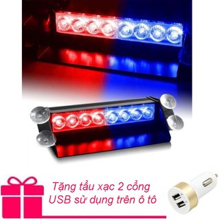 Đèn led Police nhấp nháy cảnh báo xanh đỏ - Tặng cáp sạc 4 đầu