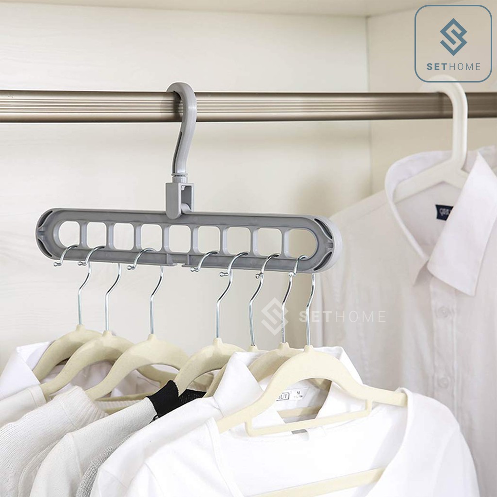 Móc treo quần áo thông minh SETHOME tiết kiệm 75% không gian tủ quần áo, chất liệu PP chắc chắn chịu lực 40kg
