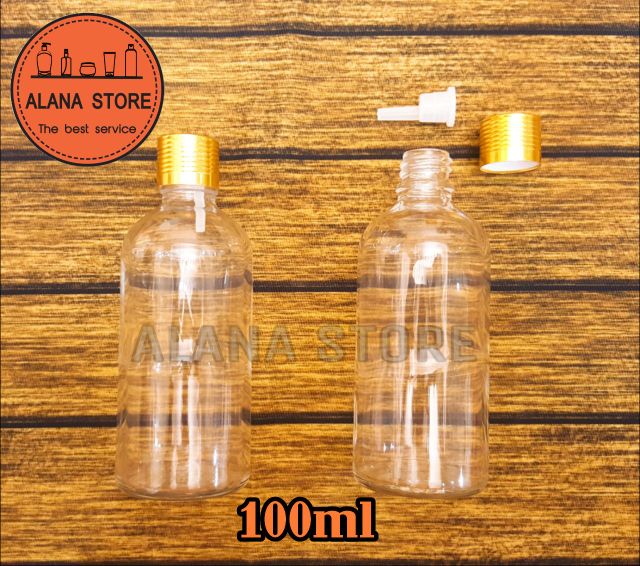 Lọ thủy tinh trong nắp tinh dầu nhôm vàng 100ml