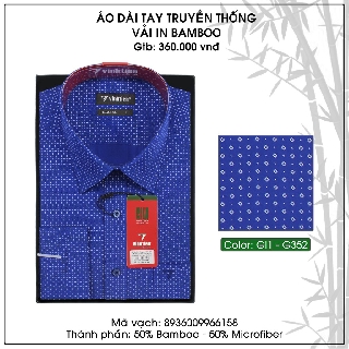 Áo sơ mi nam bamboo dài tay dáng regular vĩnh tiến g352