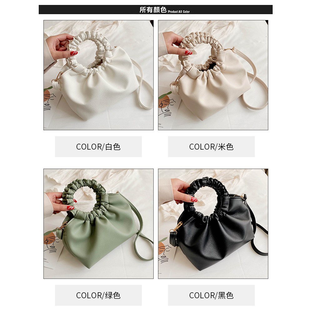 _có sẵn_  Túi xách nữ thời trang dáng tay xếp TRÒN 6828 size 21*25*11cm style tiểu thư hàng Quảng Châu