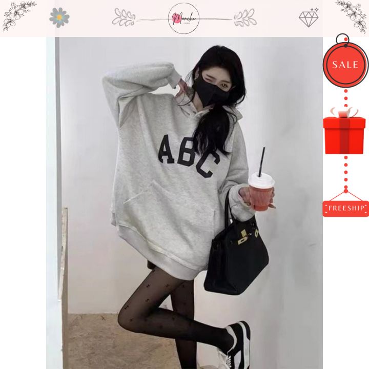 Áo Hoodie Cổ Cúc ABC Chất Nỉ Nam Nữ G0109 Dáng Rộng In Chữ 2 Màu | BigBuy360 - bigbuy360.vn