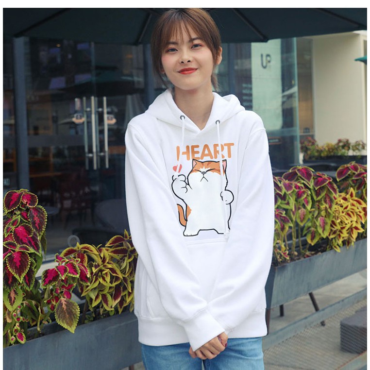 Áo hoodie goyangi Chó mèo bắn tim oversize phong cách hàn quốc