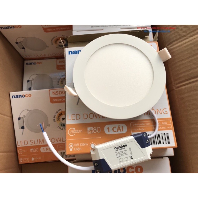 Đèn âm trần downlight đổi màu 9W Nanoco ánh sáng vàng , ánh sáng trắng , ánh sáng trung tính