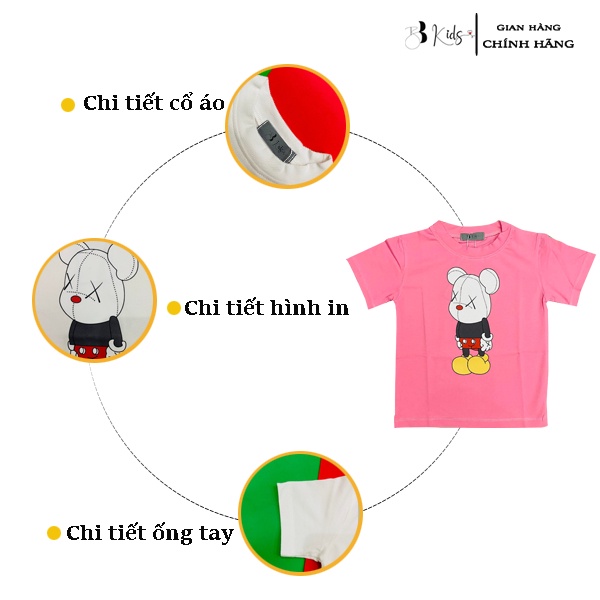 Áo Thun Ngắn Tay Cho Bé BB Kids In Hình Gấu Mắt X Chất Liệu Cotton 100% Co Giãn 4 Chiều