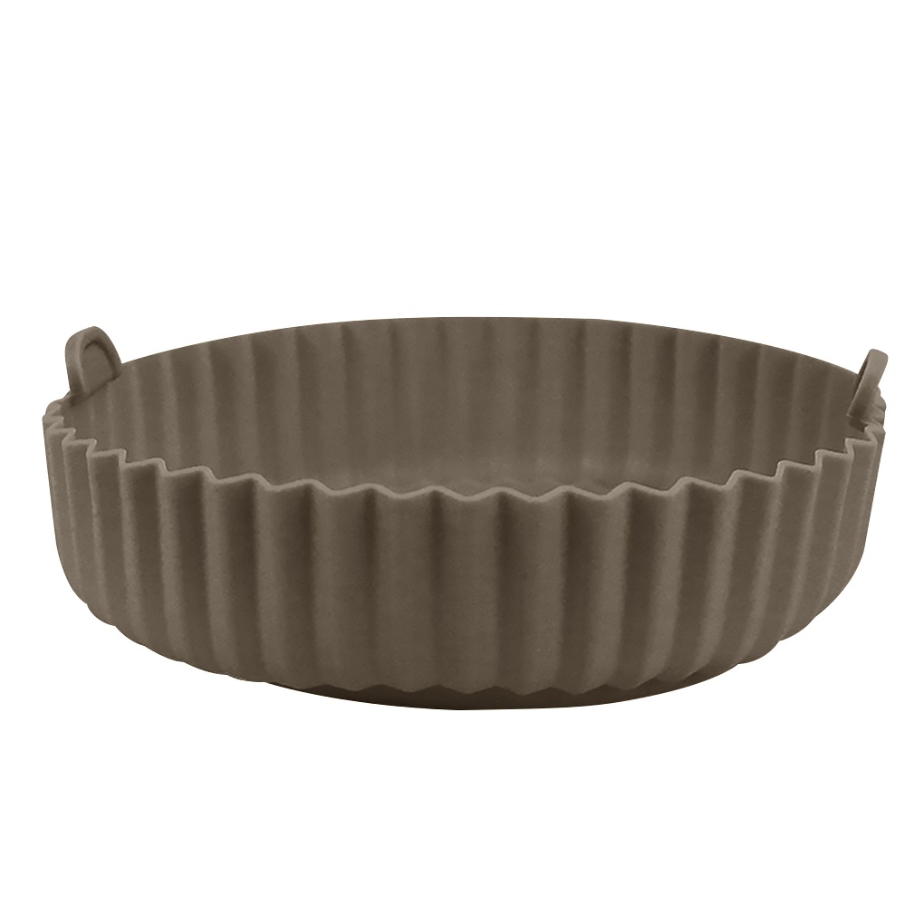 [Voll]Heat-Resistant Air Fryer Silicone Pot with Handle Reusable Liners Microwave Tray Vegetables Chicken Beef Baskets