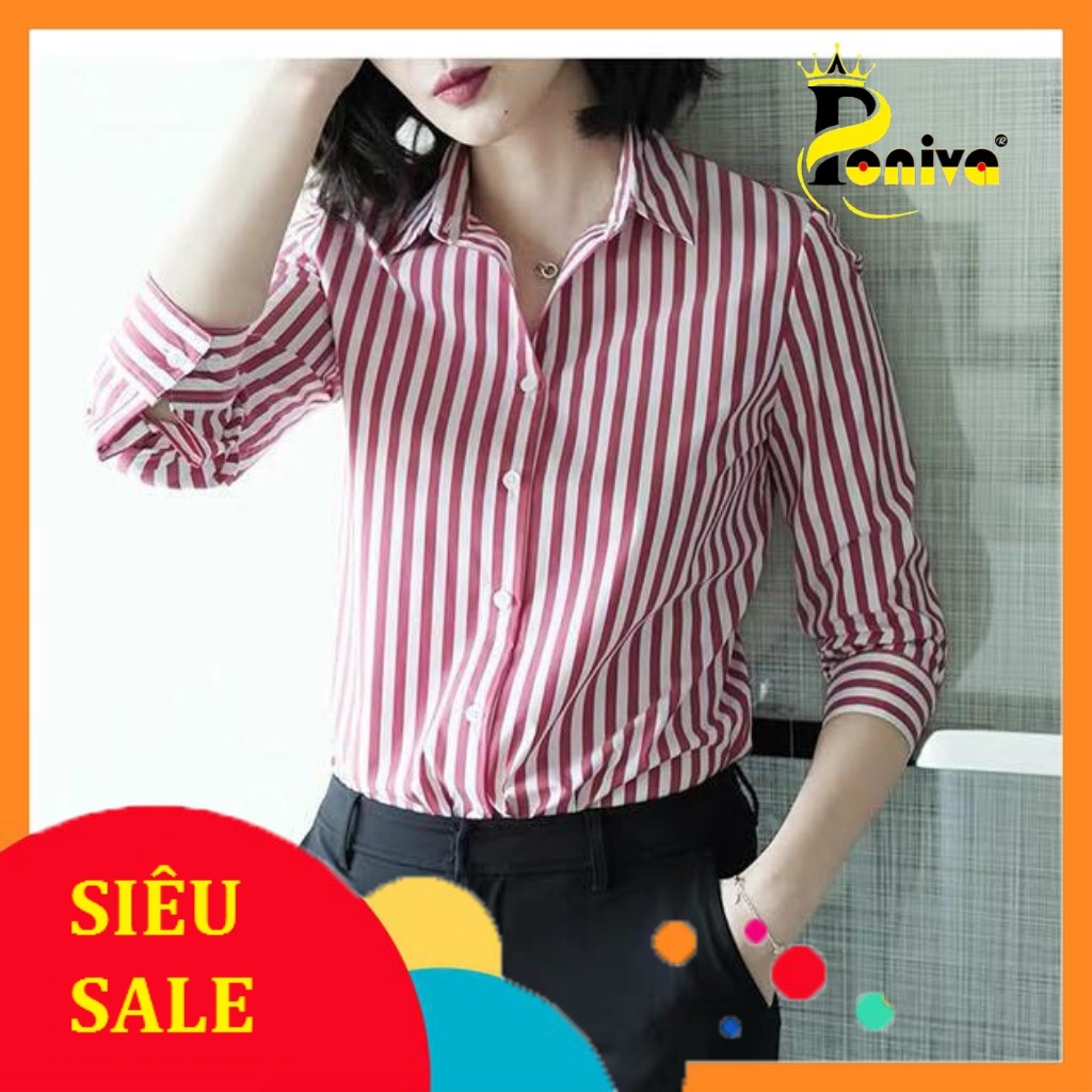 Áo Sơ Mi Nữ Sọc Dài Tay Mã A968 Thời trang Top Fashion Shop Chất sơ mi thoáng mát