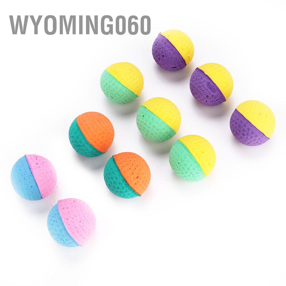 Wyoming060 10 cái / bộ Thú cưng đầy màu sắc Mèo con chơi Đồ Quả bóng cao su