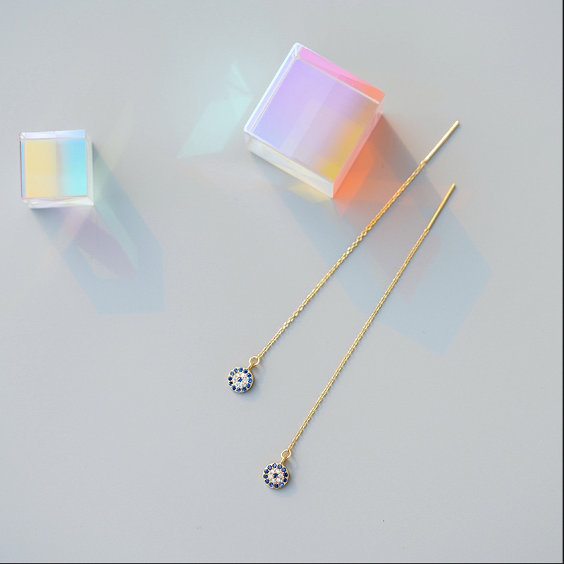 Khuyên tai dáng dài phối tua rua cá tính phong cách Hàn Quốc dành cho nữ