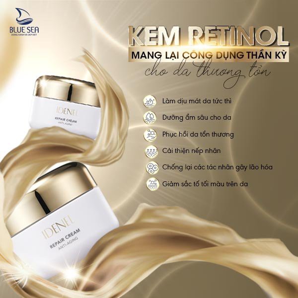 Kem IDENEL Repair Cream Anti-Aging 50ml Retinol và vi kim giúp chống lão hóa từ peptide xóa nhăn da - căng bóng Hàn Quốc