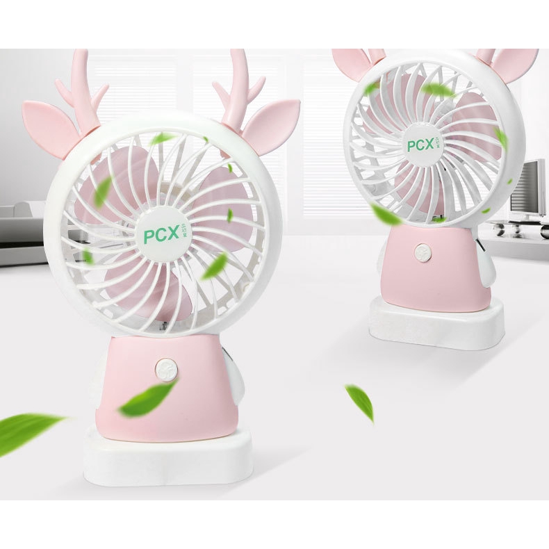 🌬Quạt mini tích điện cầm tay có đèn sáng, quạt để bàn có tai cute ( tặng kèm dây sạc) | BigBuy360 - bigbuy360.vn