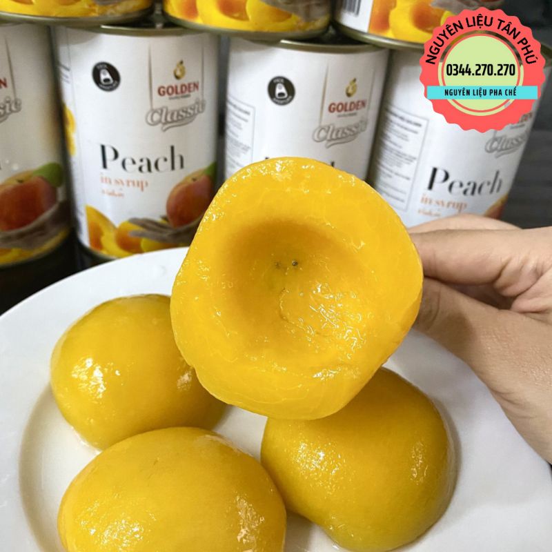 Đào ngâm Golden Classic, Sun - Lon 820gr (Miếng to, giòn)