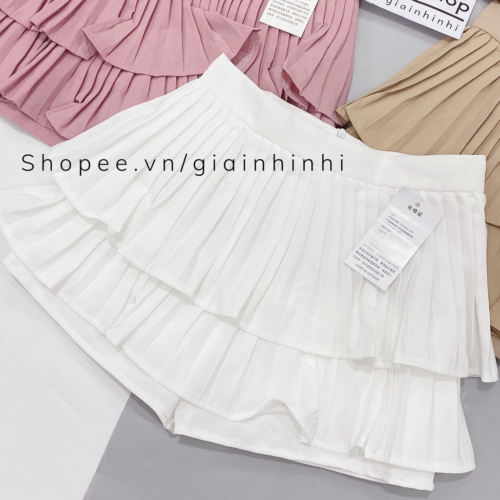 Chân váy 2 tầng xếp ly xòe cạp cao có lót quần trong CV718 - NhiNhiShop