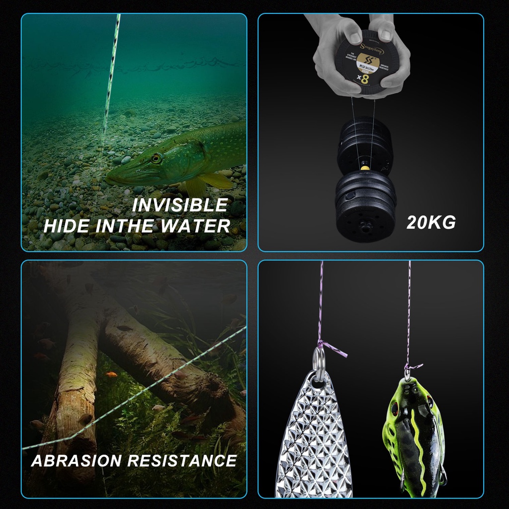 Cuộn Dây Câu Cá Sougayilang Bện 8 Sợi Tải Trọng 7.6-45.8kg Dài 8x 150m