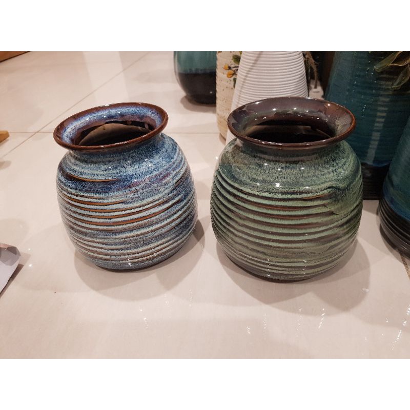 Lọ hoa bánh giầy Bát Tràng  men hỏa biến