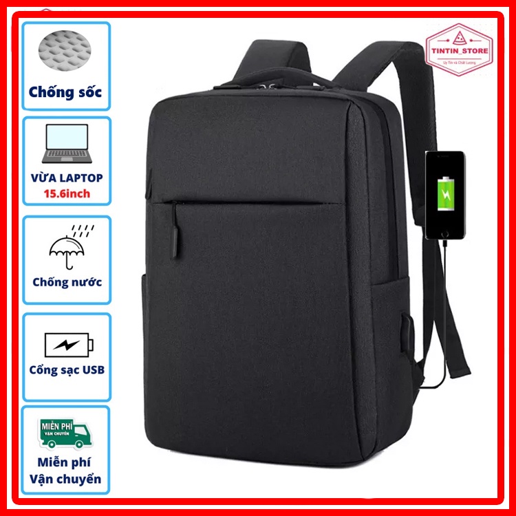 Balo Laptop chống sốc Cặp Đựng Laptop dùng đi học, đi làm, đi chơi có cổng sạc | BigBuy360 - bigbuy360.vn